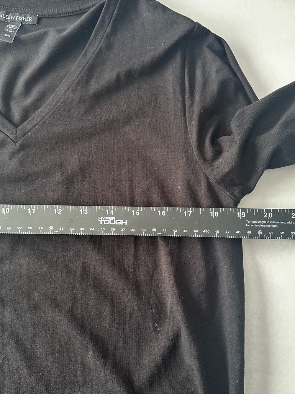 Eileen Fisher Fine Tencel Lyocell Jersey V-Neck Shift Dress Black Long Sleeve M - Picture 5 of 7